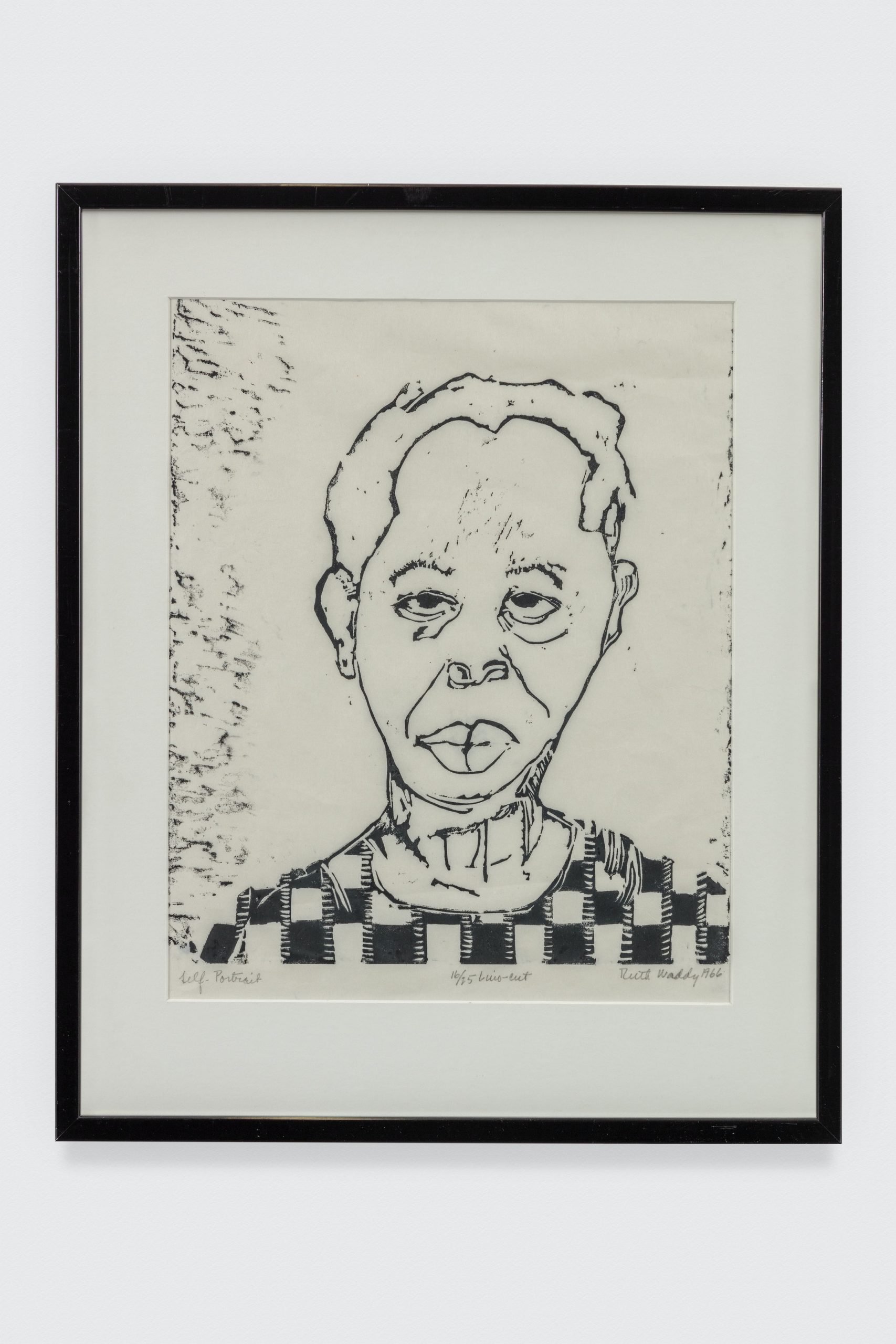 Ruth Waddy, Self Portrait, 1966. Lino-cut print. 23 x 19 3/4 in. © Ruth Waddy. The Eileen Harris Norton Collection. Photo: Charles White.