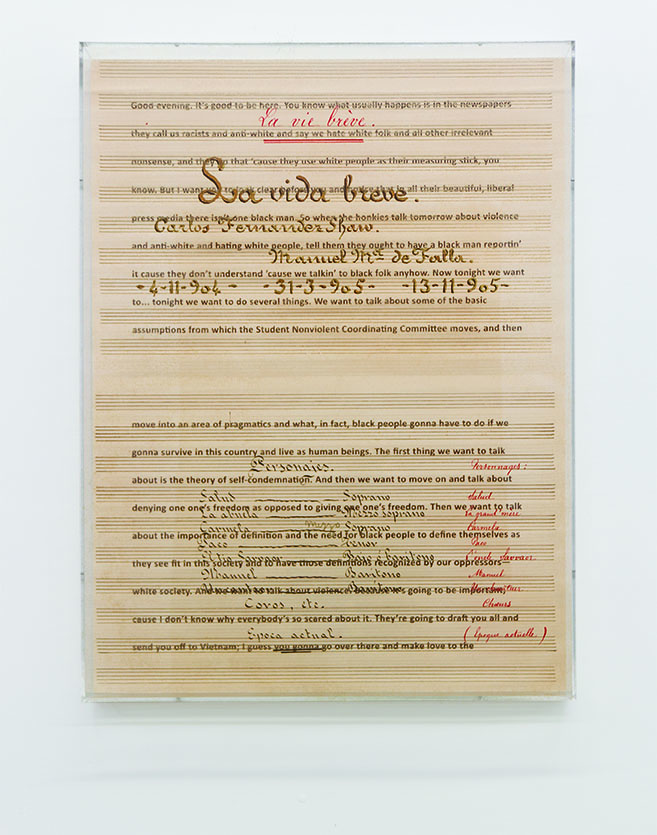 Charles Gaines, Prototipo para Libretos: Manuel de Falla / Stokely Carmichael, Conjunto 1, 2014.