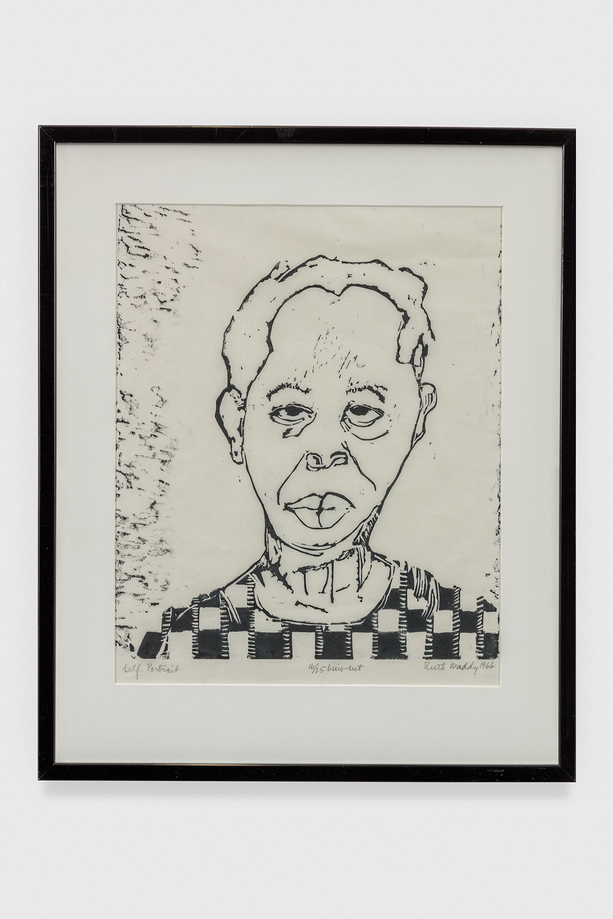 Ruth Waddy, Autorretrato, 1966. Impresión en linóleo. 23 x 19 3/4 pulg. © Ruth Waddy. Cortesía de The Eileen Harris Norton Collection. Foto: Charles White.