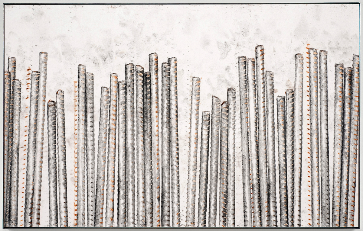 Ruben Ochoa，Steel Life，罗马数字五，2010 年。纸上带有锈迹和石墨的凹版。 20 x 31 x 2 英寸。由艺术家和 Susanne Vielmetter 洛杉矶项目提供。图片来源：Robert Wedemeyer。