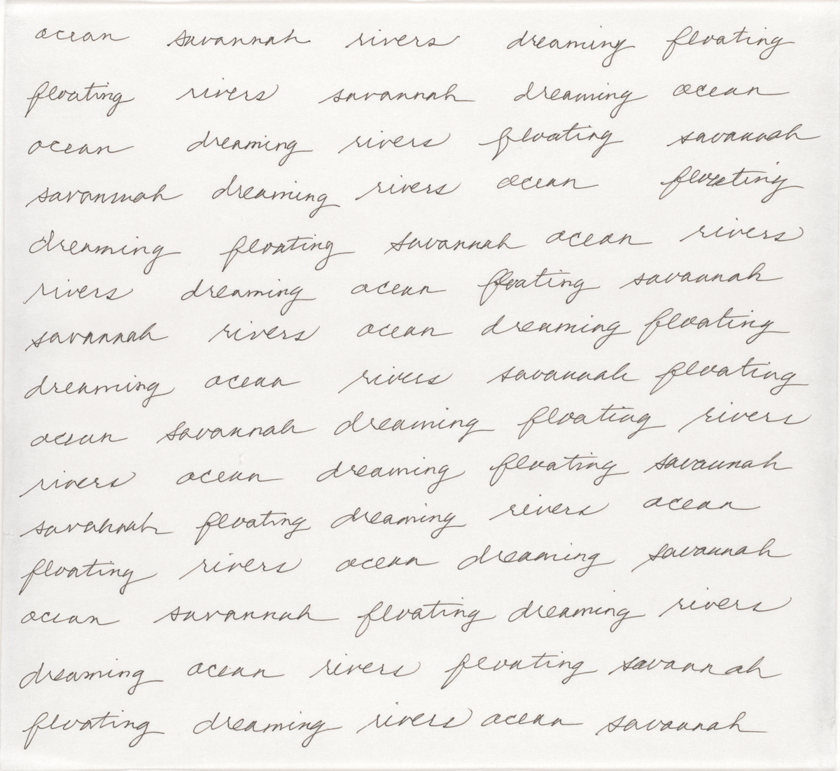 Maren Hassinger, Ocean Savannah Rivers Dreaming Floating, 2007. Ink on paper. Framed: 14 ¼ x 13 ¼ x 1 ¼ inches.